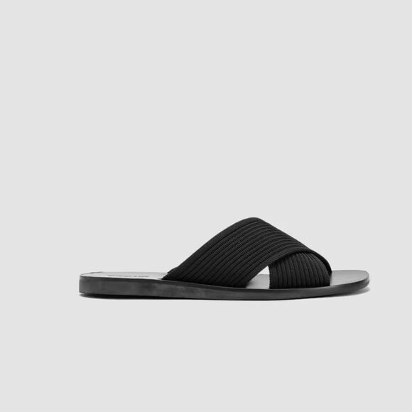 NEW EVERLANE The Day Crossover Sandal in black knit - Picture 1 of 8